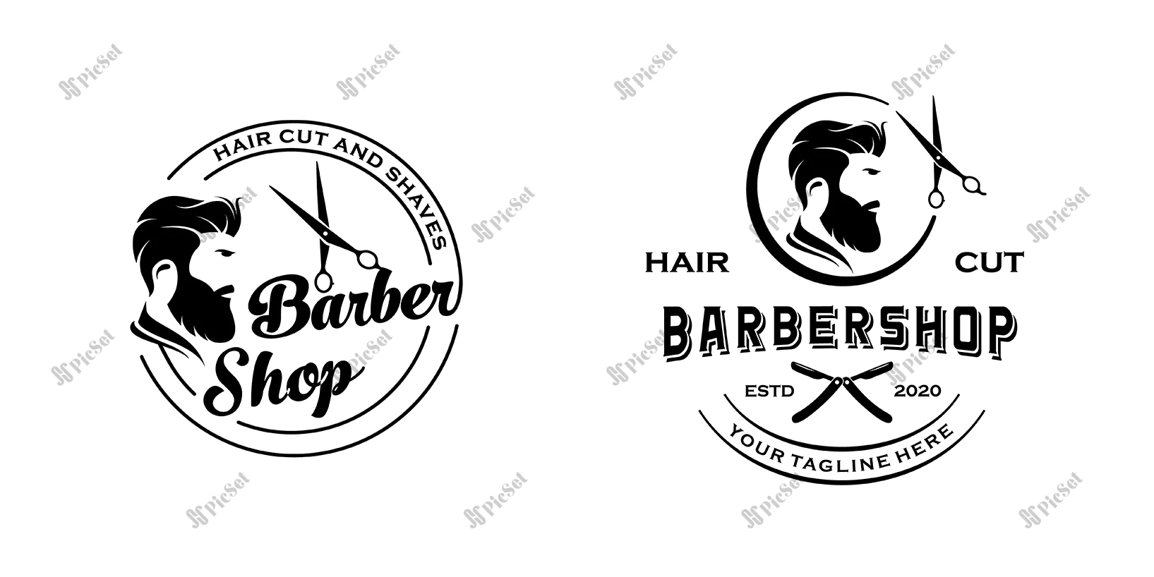 barbershop vintage retro logo design inspiration template / لوگوی آرایشگاه