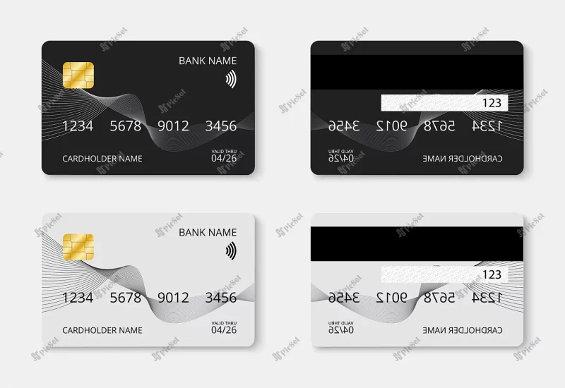 black white credit card vector mockup design vector eps 10 / کارت اعتباری سیاه سفید، کارت بانکی