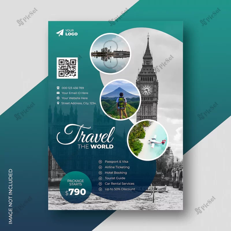business flyer design brochure cover page template travel agency / قالب بروشور جلد صفحه آژانس مسافرتی