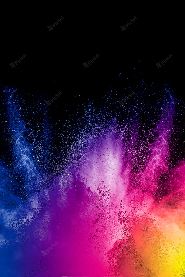 color powder explosion cloud black background freeze motion color dust particles splashing / رنگ پودر انفجار در پس زمینه