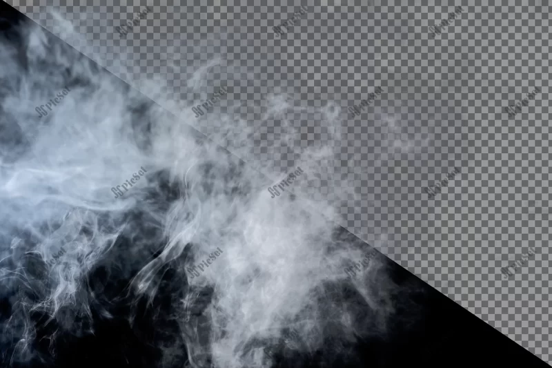 dense fluffy puffs white smoke fog black background abstract smoke clouds isolated all movement blurred intention out focus high low exposure contrast / پس‌زمینه، بگراند سیاه با ابر و دود