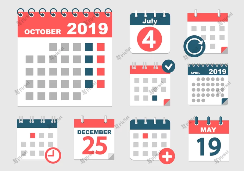 different calendars with different options 2018 / نماد، آیکن تقویم های مختلف