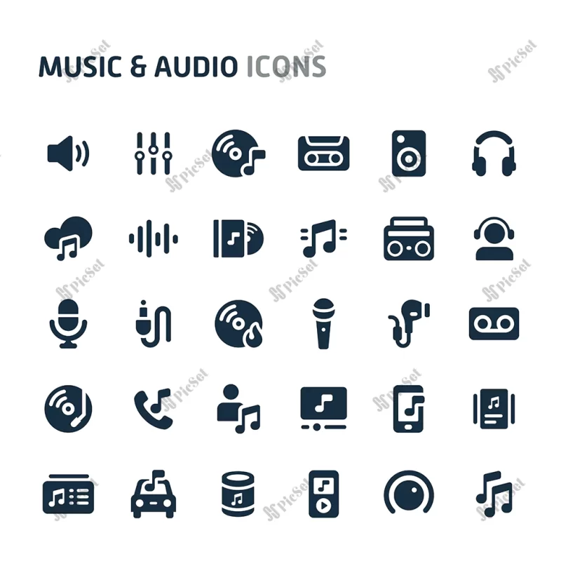 music audio icon set fillio black icon series / آیکون های صوتی موسیقی