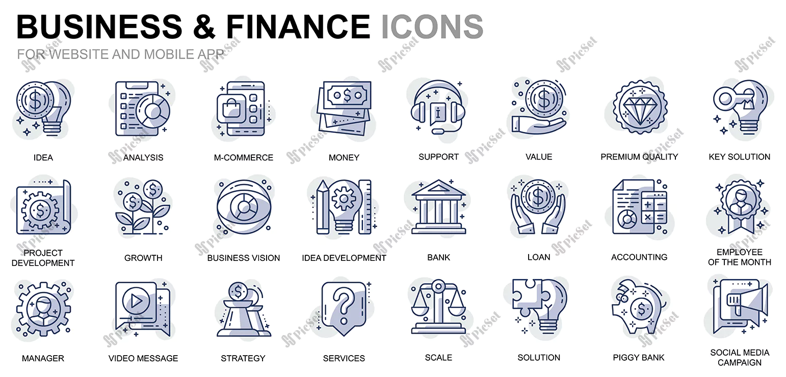 simple set business finance line icons website mobile apps / آیکون های مالی کسب و کار وب سایت برنامه های تلفن همراه