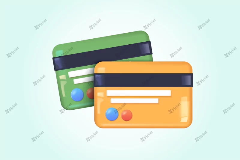 3d credit card vector with chip business finance / کارت اعتباری سه بعدی مالی کسب و کار