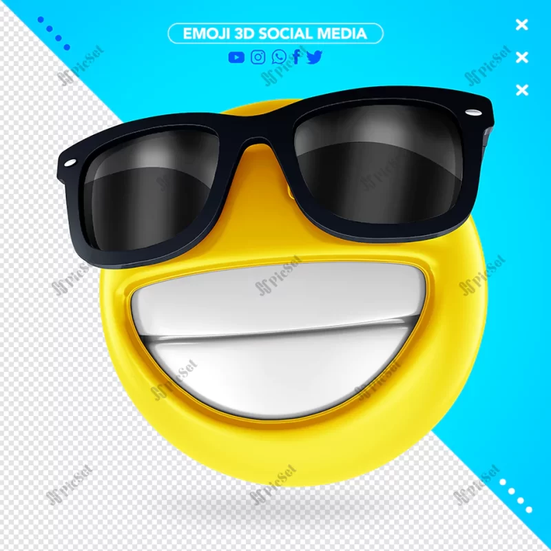 3d emoji with black sunglasses cheerful smile / ایموجی خوشحال سه بعدی با عینک آفتابی و لبخند شاد