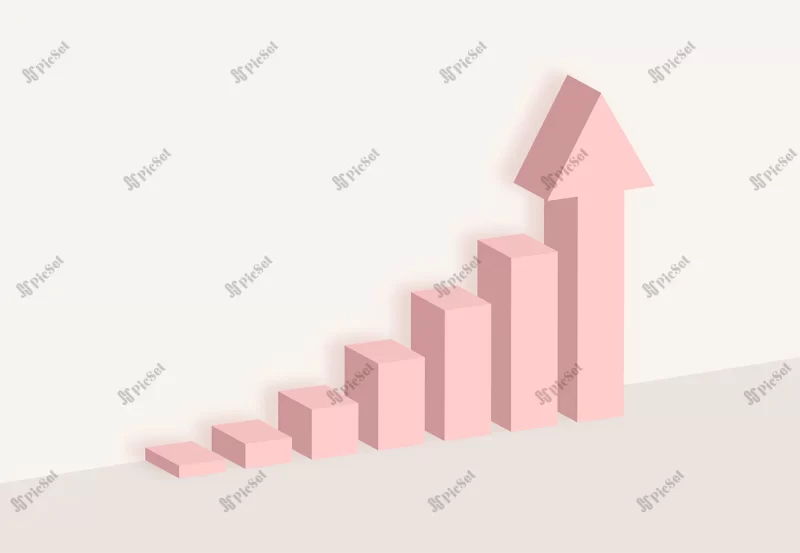 3d graph stock stair step success minimal design concept vector illustration / طرح پله پله با نمودار سه بعدی مفهوم رشد