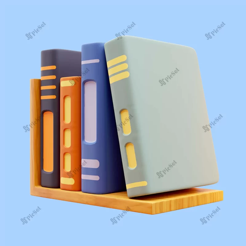 3d illustration books shelf / قفسه کتاب تصویرسازی سه بعدی