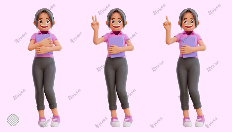 3d illustration cute girls with different posing / سه بعدی دختران با ژست های مختلف