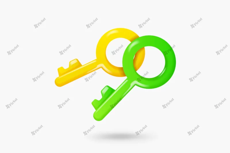 3d key icon isolated white background / کلید سه بعدی