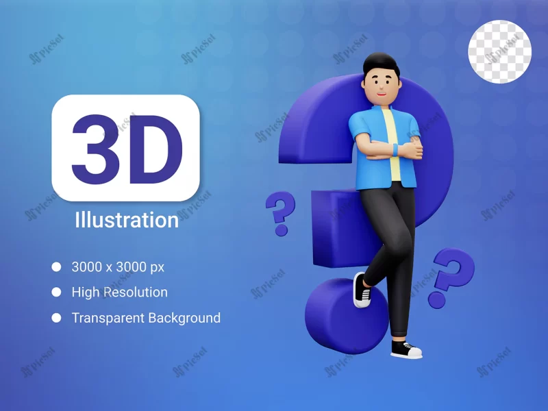 3d man is thinking something / مرد سه بعدی در حال فکر کردن و سوال داشتن