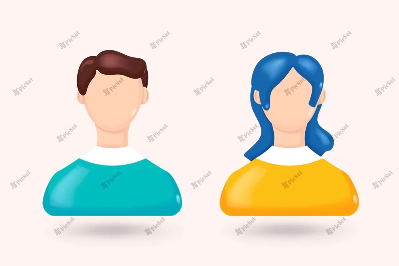 3d realistic person people vector illustration avatar icon 3d / آیکن نماد افراد، شخص، زن و مرد سه بعدی