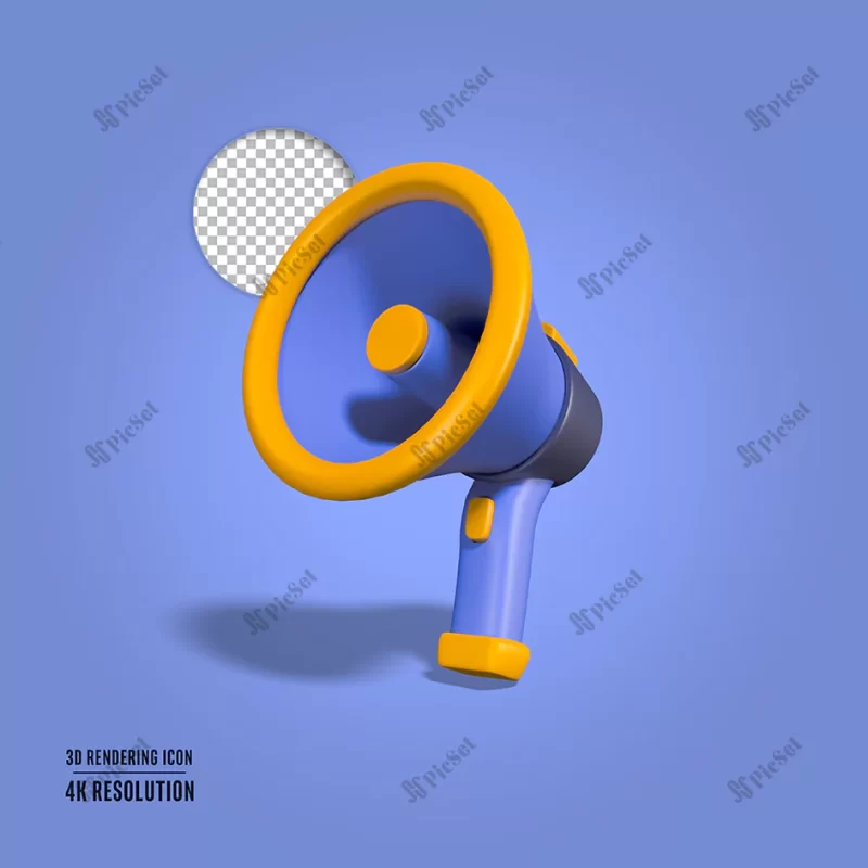 3d render illustration megaphone isolated icon / آیکن سه بعدی بلندگو