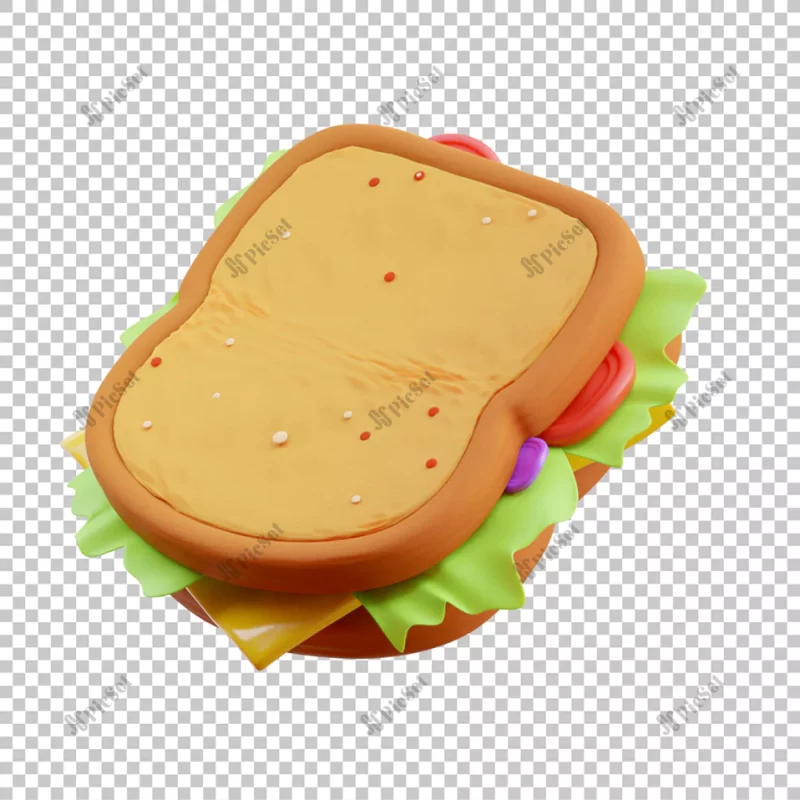 3d render illustration sandwich isolated premium psd / ساندویچ سه بعدی