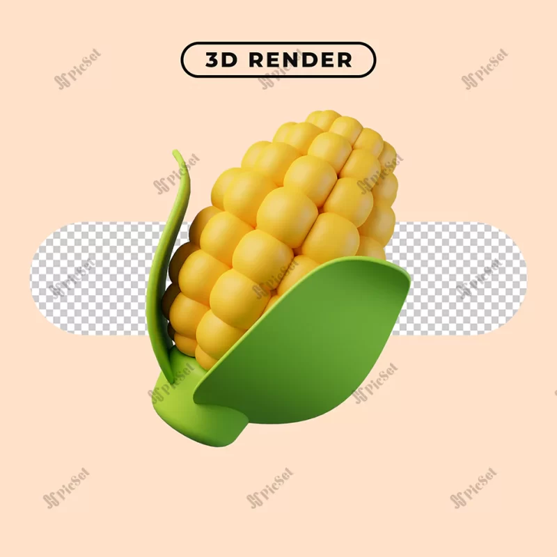 3d rendering corn icon / آیکن ذرت سه بعدی