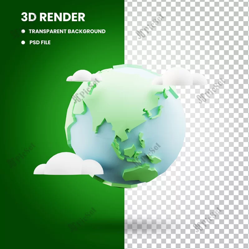3d rendering globe object illustration with earth day concept / تصویر سه بعدی کره زمین