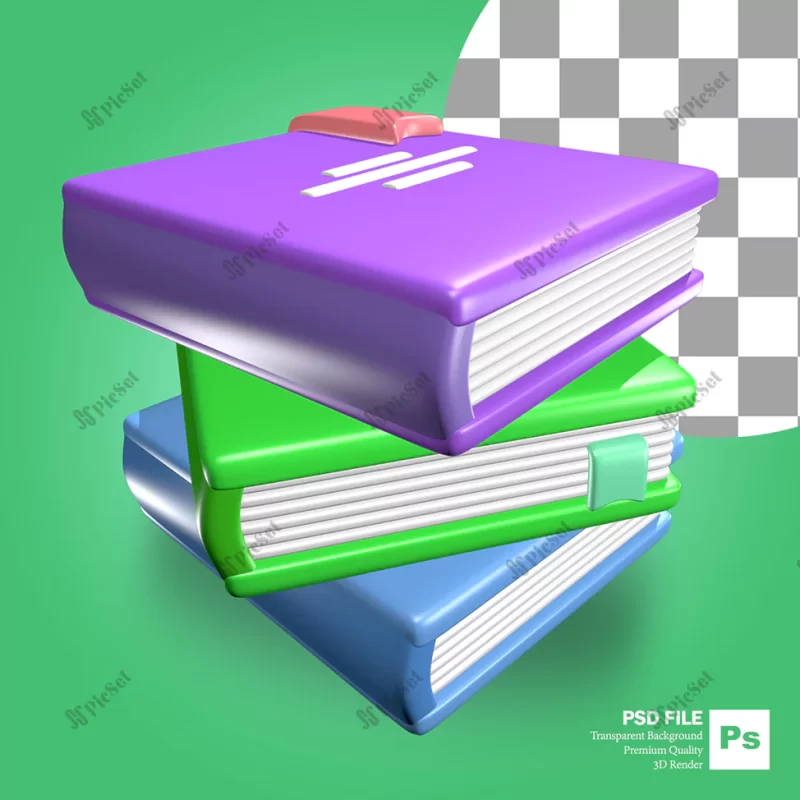 3d rendering stacked books objects / دفتر و کتاب سه بعدی