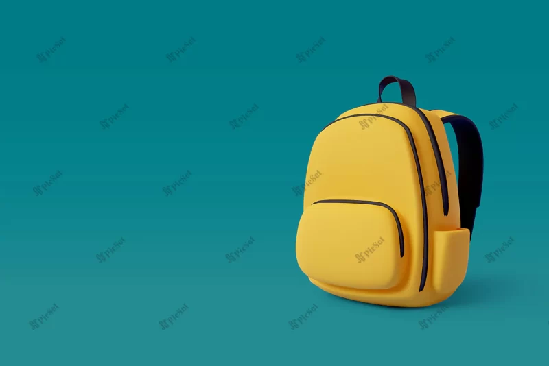 3d vector yellow backpack back school education concept eps 10 vector / کوله پشتی سه بعدی زرد مفهوم آموزش مدرسه