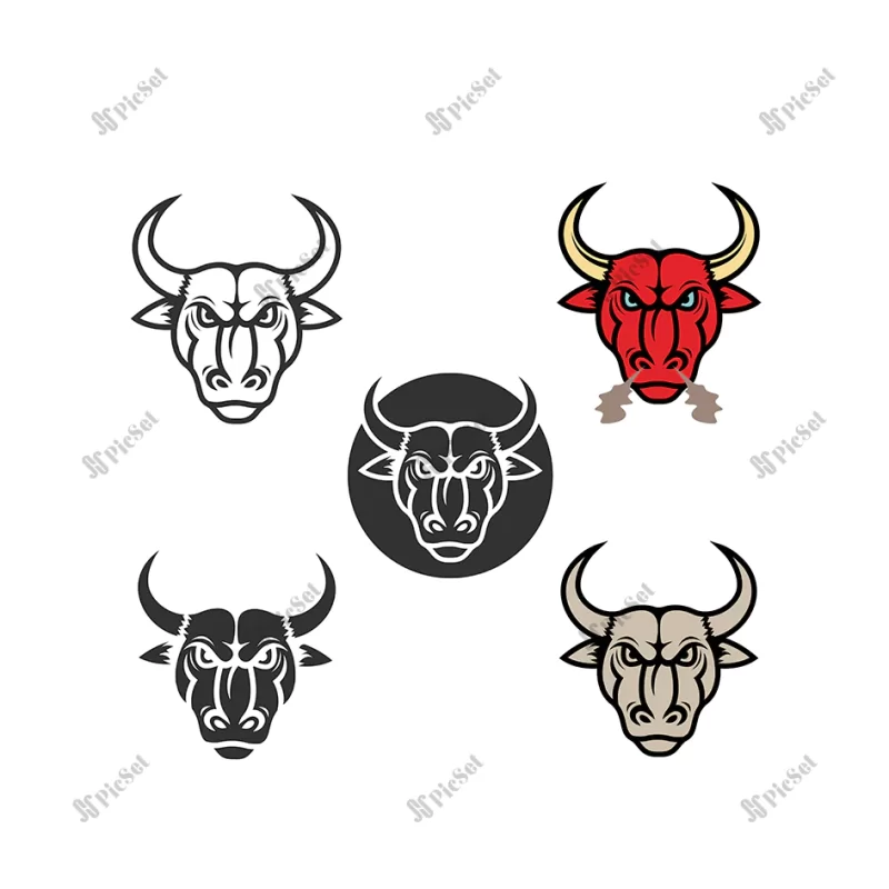 angry bull mascot icon vector illustration design / لوگو گاو عصبانی، بورس