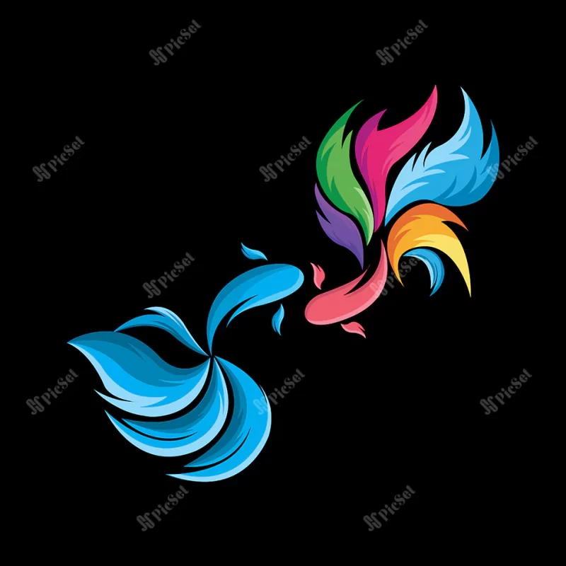 attractive colored guppy fish logo icon design suitable screen printing stickers companies banners / آیکون لوگوی ماهی رنگی جذاب