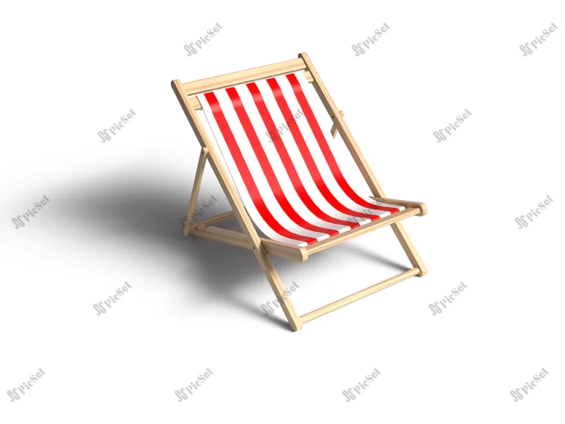beach deckchair with red white stripes 3d rendering / صندلی ساحلی سفید قرمز سه بعدی