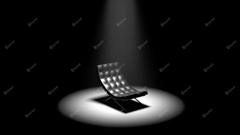 black barcelona chair volumetric beam light place head vacancy management staff concept free position 3d rendering illustration / صندلی مشکی بارسلونا سه بعدی مفهوم مدیریت کارکنان موقعیت آزاد 