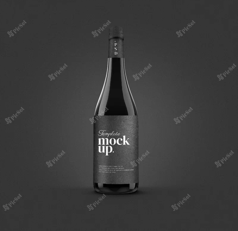black glass water bottle isolated mockup / موکاپ بطری شیشه ای مشکی