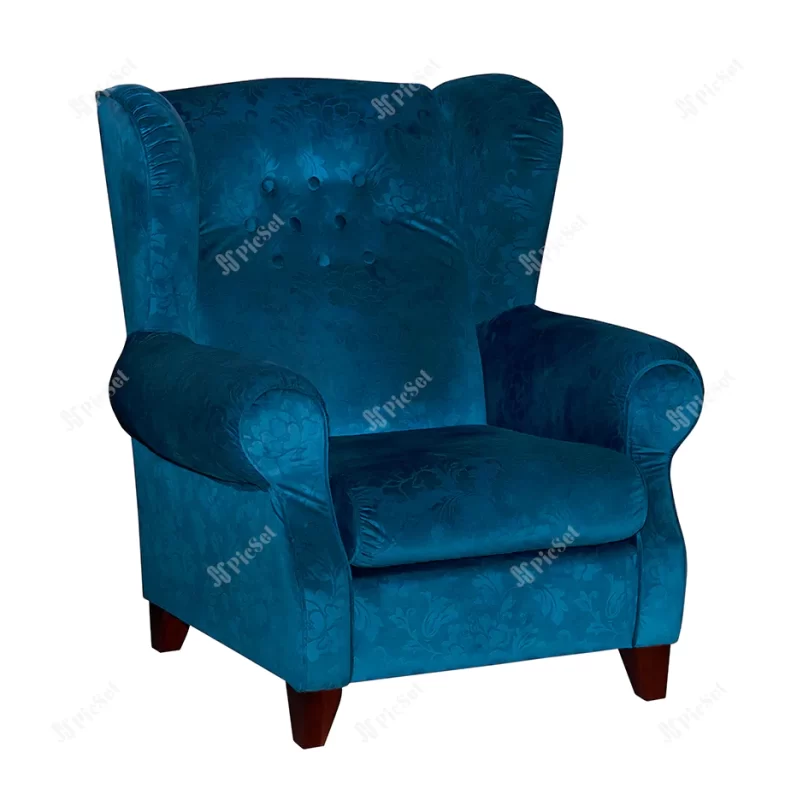 blue textile chair isolated white / صندلی نساجی آبی
