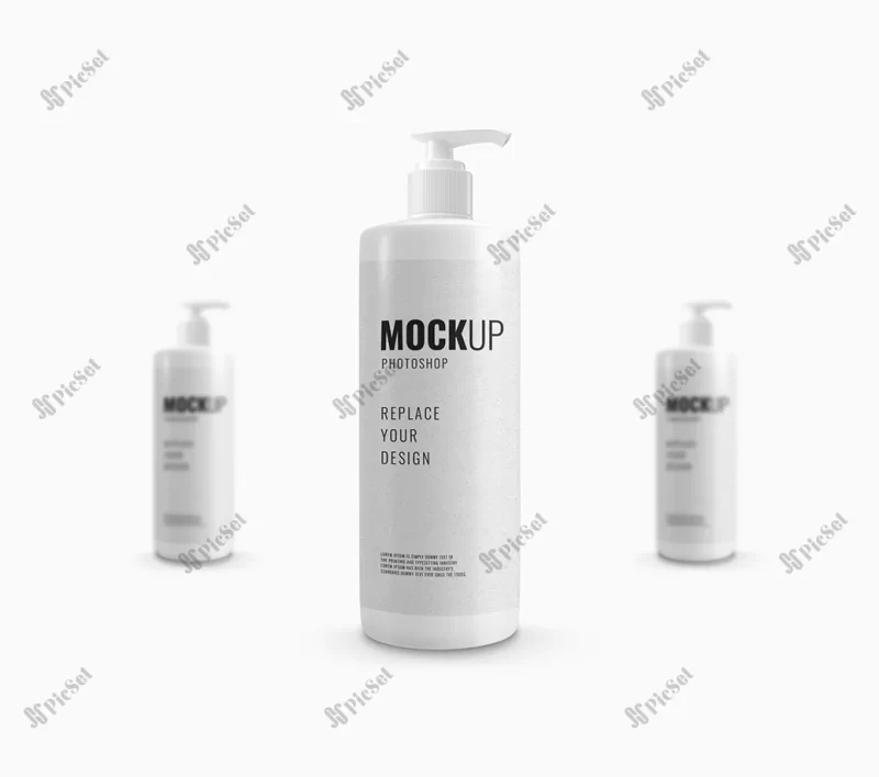 bottle pump shower gel mockup realistic / موکاپ بطری ژل مو، مراقبت از پوست و مو