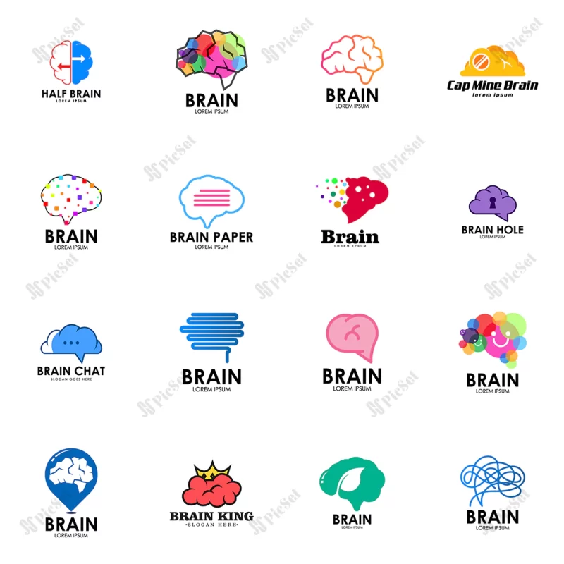 brain logo set / مجموعه لوگو مغز و ذهن