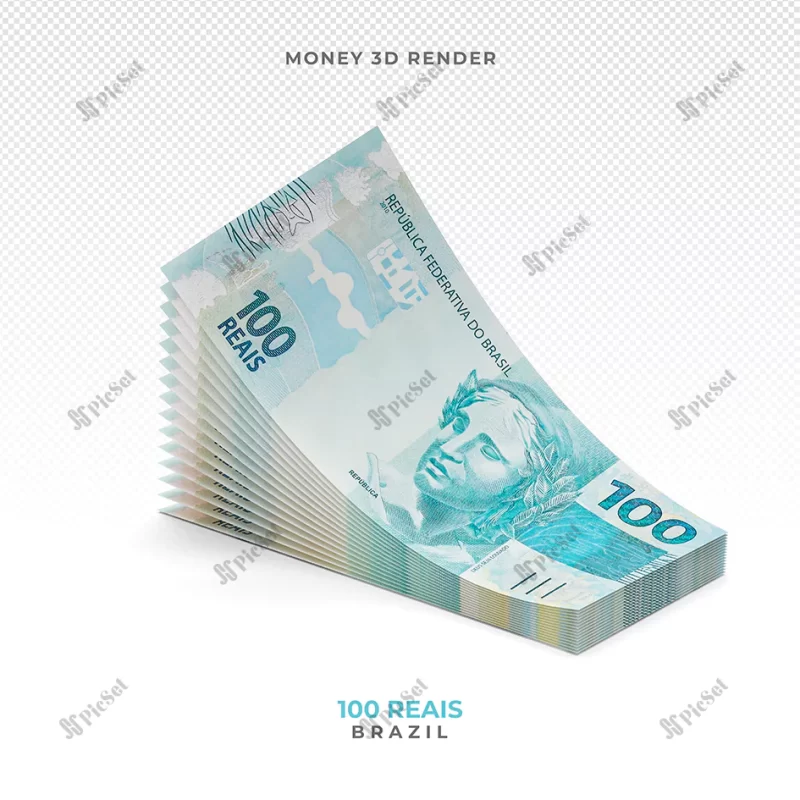 brazilian money 100 reais 3d render / سه بعدی پول برزیل 100 ریال