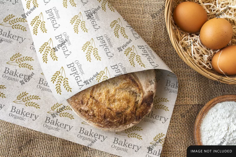 bread wrapping paper mockup design / موکاپ کاغذ بسته بندی نان