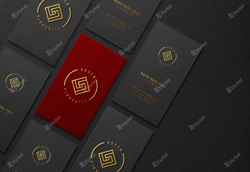 business card mockup with gold embossed effect / موکاپ کارت ویزیت با برجسته طلایی