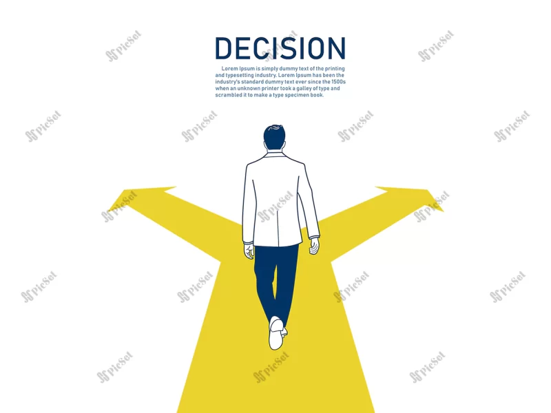 business decision concept / مفهوم تصمیم گیری تجاری، انتخاب دوراهی