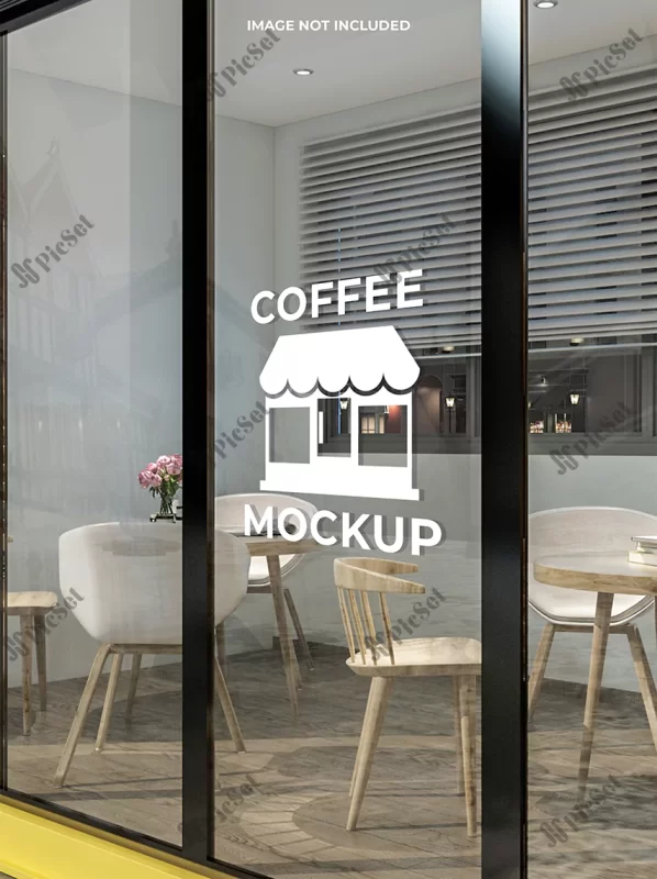 cafe glass door mockup / موکاپ در شیشه ای کافه