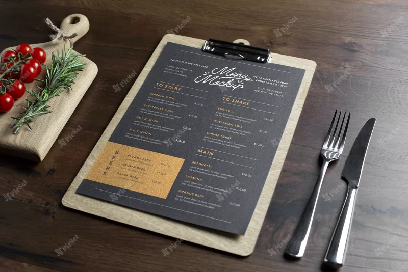 cafe paper menu mock up / موکاپ منوی کافه کاغذی