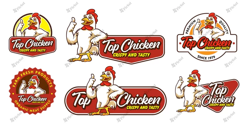 cartoon chicken logo set / مجموعه لوگو مرغ کارتونی