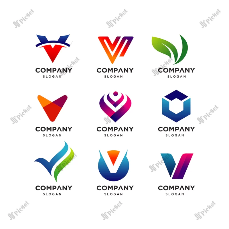 collection letter v logo design templates / لوگو حرف v لوگوی شرکتی برای کسب و کار