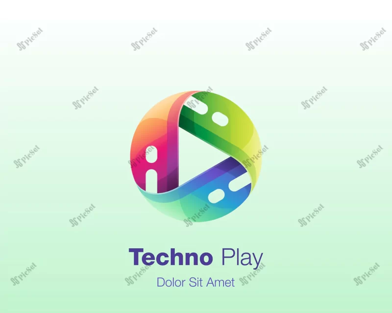 colorful circle play technology logo / لوگوی فیلم و موسیقی دایره رنگارنگ