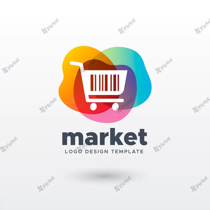 colorful market logo with gradient / لوگوی بازار، سبد خرید رنگارنگ