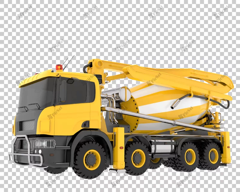 concrete mixer transparent background 3d rendering illustration / میکسر بتن، رندر سه بعدی