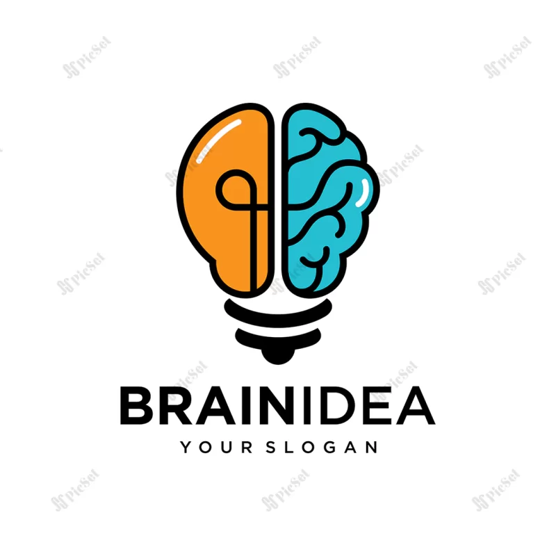 creative brain lightbulb vector illustration / تصویر خلاقانه لامپ مغز