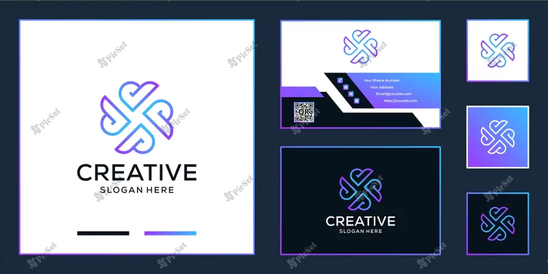 creative letter p logo business card design template / لوگوی خلاقانه حرف P با کارت ویزیت 