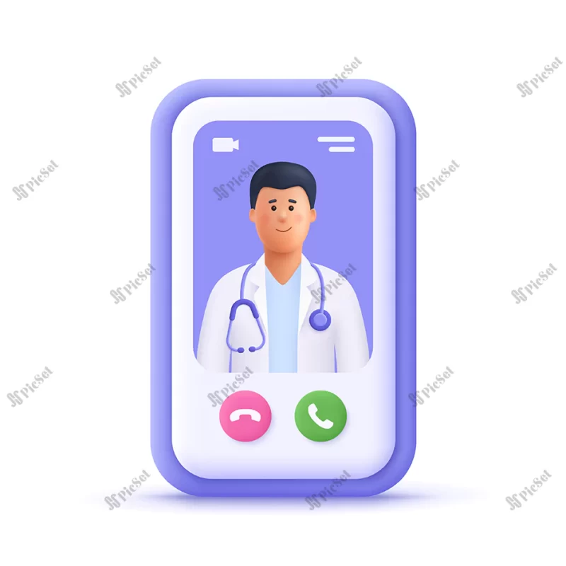 doctor online smartphone app online medical clinic telemedicine online healthcare medical consultation concept 3d vector people character illustration cartoon minimal style / دکتر برنامه آنلاین، کلینیک پزشکی آنلاین، مشاوره پزشکی