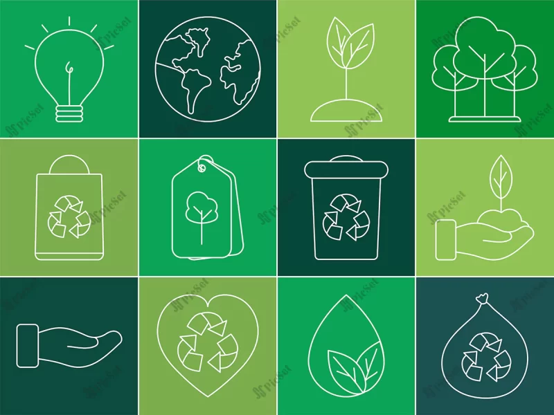 ecology symbols icon set / آیکون محیط زیست