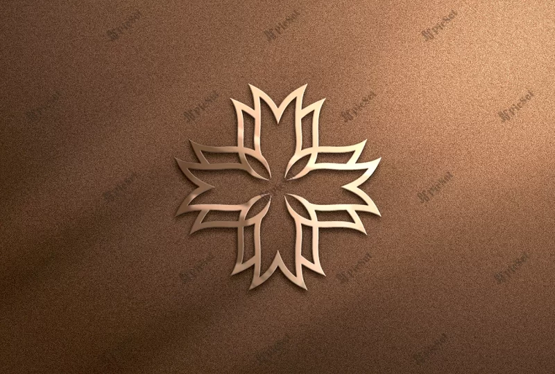 elegant logo mockup 3d rendering / موکاپ لوگو طلایی روی دیوار