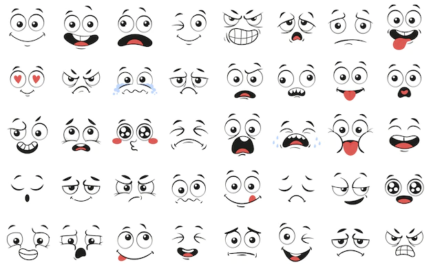 Premium Vector  Shocked face doodle scared expression with open mouth