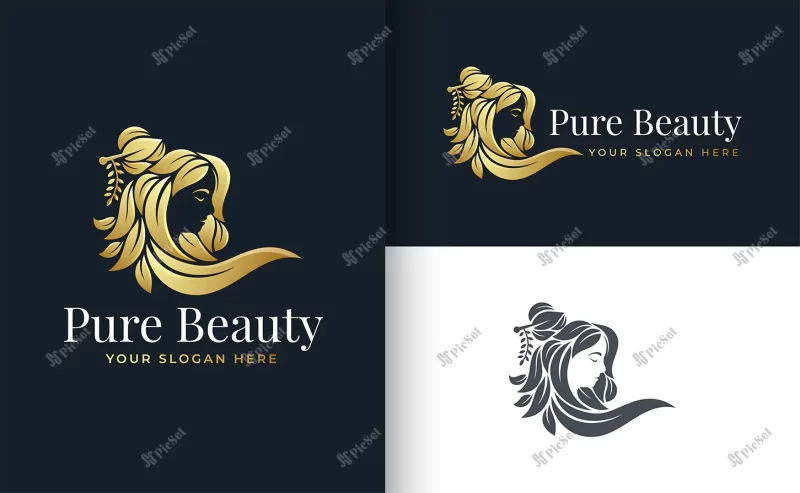 floral beauty women logo design / لوگو آرایشگاه زنانه زیبایی با گل و برگ