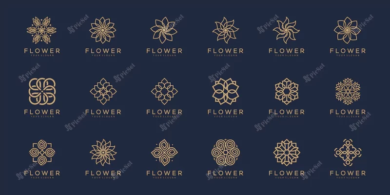 floral ornament logo icon set / لوگو آیکون زیور آلات گل