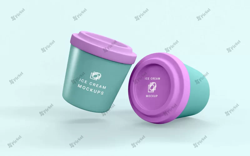 flying ice cream cup mockup design / موکاپ فنجان بستنی